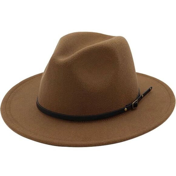✨NWOT✨Women Belt Buckle Fedora Hat Classic Wide Brim Floppy Felt Panama Hat✨ main image 6